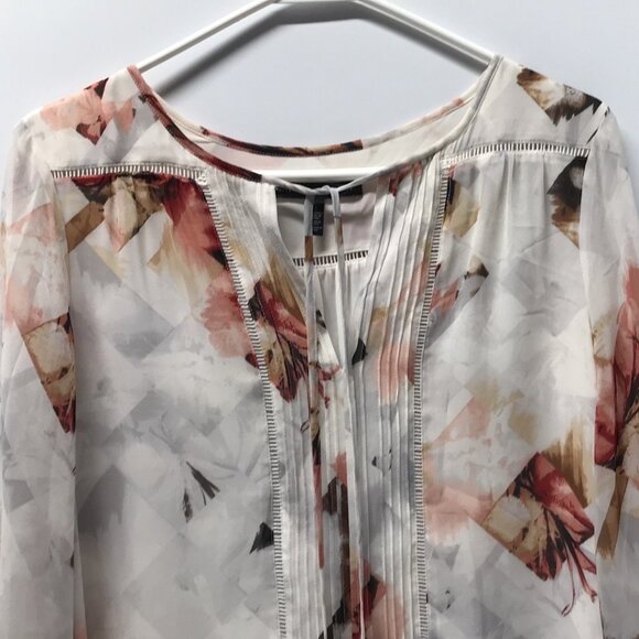 White House Black Market Zaida Boho Blouse in Ecru w/ Luscious - Picture 7 of 16